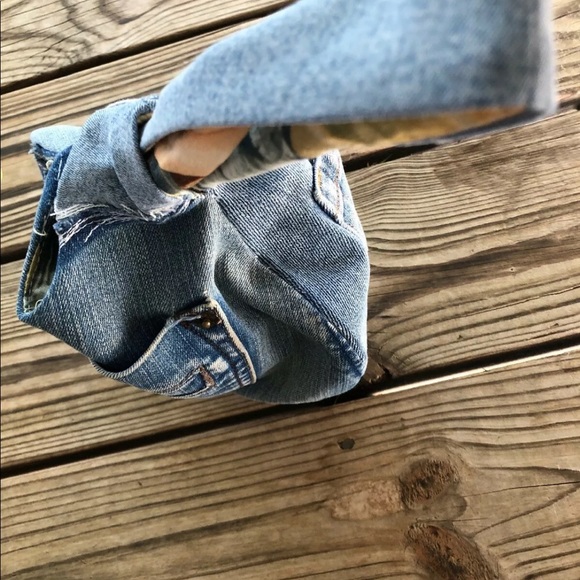Upcycled Denim Jeans Japanese Knot Wristlet/Bag - Picture 6 of 8